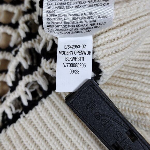 Old Navy Black White Striped Knit Cotton Pullover Patterned Crewneck Sweater - Picture 6 of 11